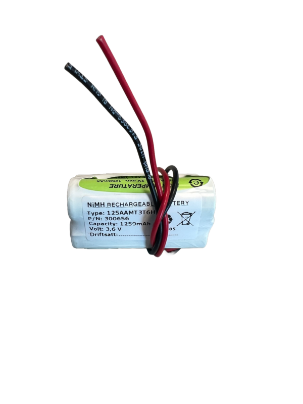 3,6V - 1250mAh - Ni-Mh TREKANT - 29 x 52 - AA - med kun ledninger