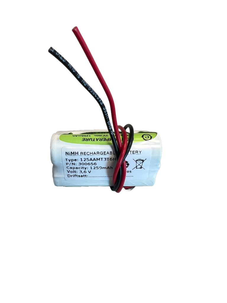 3,6V - 1250mAh - Ni-Mh TREKANT - 29 x 52 - AA - med kun ledninger