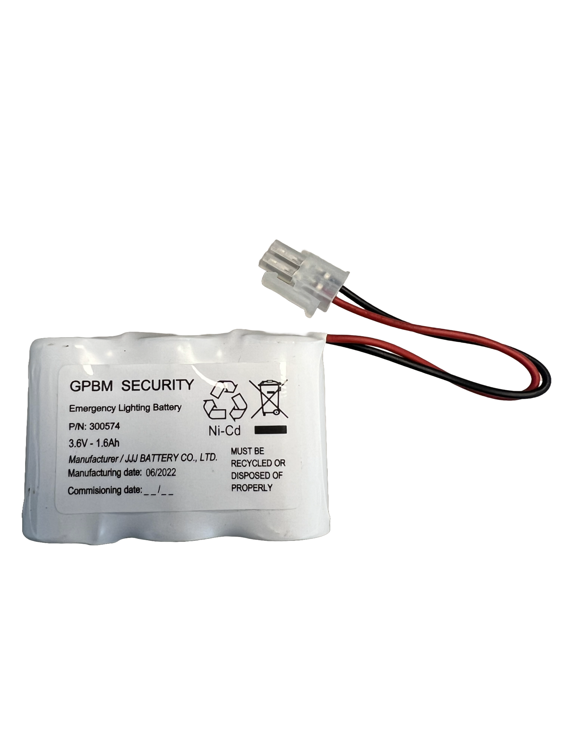 3,6V - 1600mAh - Ni-Cd REKKE - 69 x 23 x 43 - sub C - Molex5557-2 - Bilde 1