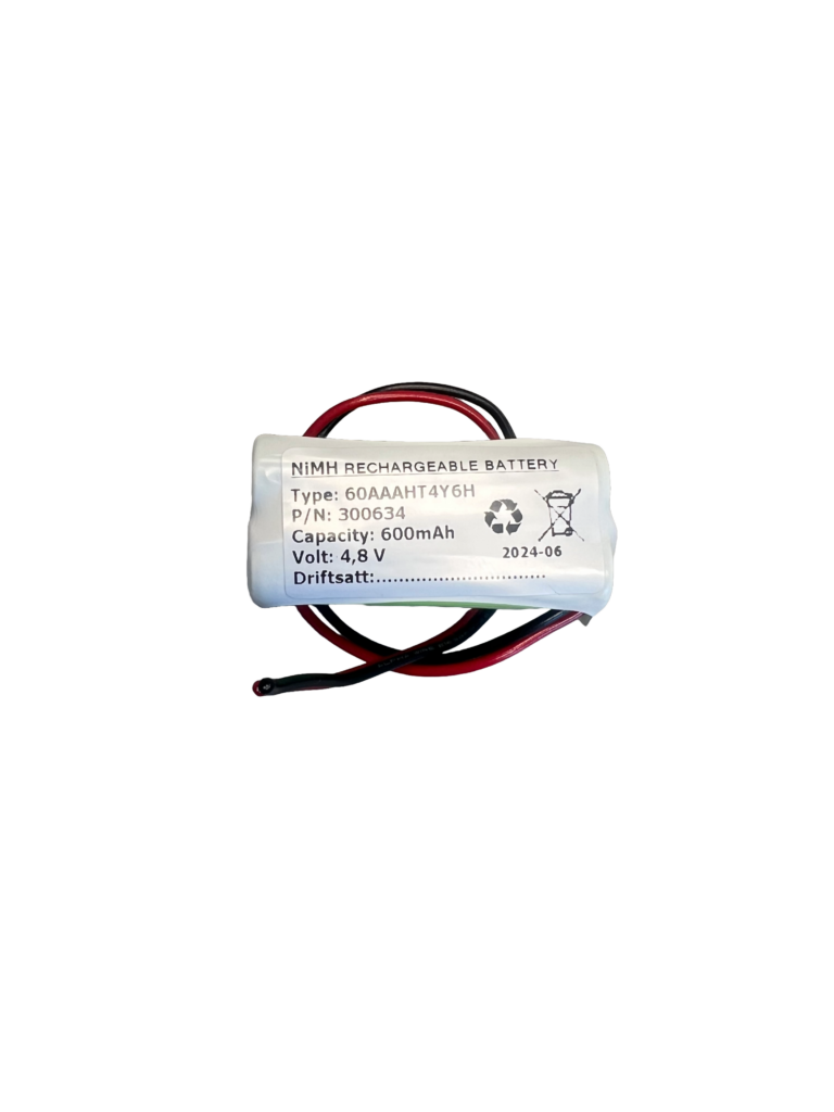 4,8V - 600mAh - Ni-Mh Firkant - 45 x 20 - AAA - Kun kabel