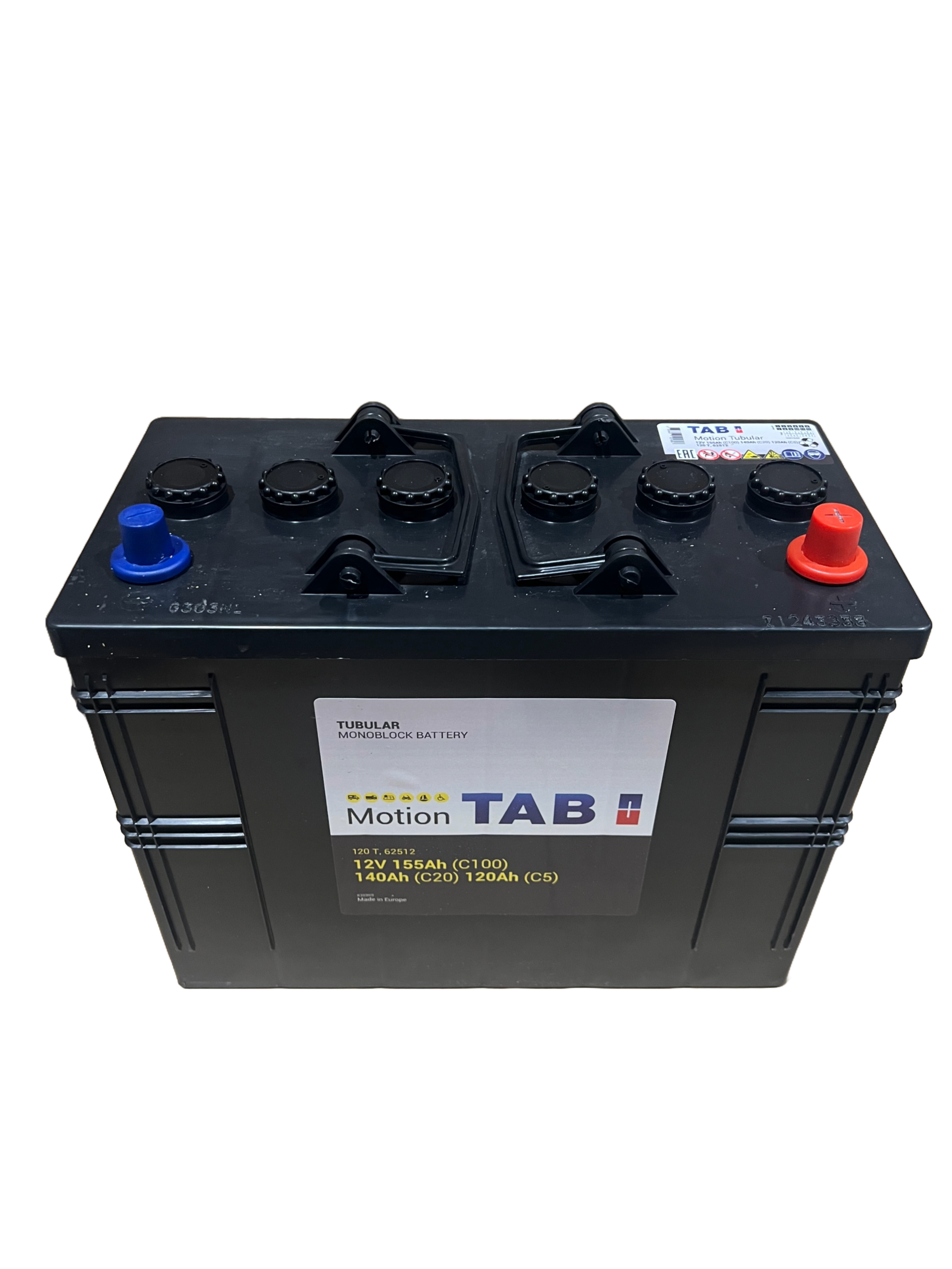 Batteri rørplate deep cycle 12V 140AH/20-120AH/5 (TAB 100812-120T) 344x172x262/284 mm 37,5 kg +H - Bilde 1