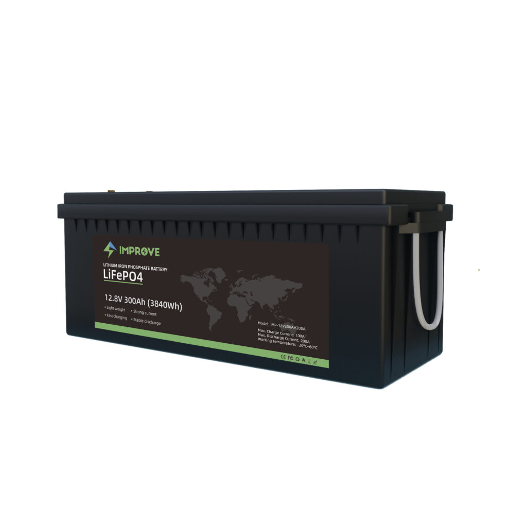 IMPROVE Lithium Batteri 12V 300Ah (LiFePO4) BMS 200A (525x230x220)