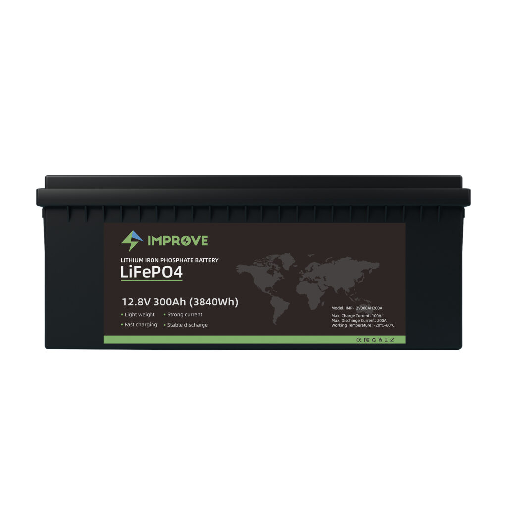 IMPROVE Lithium Batteri 12V 300Ah (LiFePO4) BMS 200A (525x230x220)