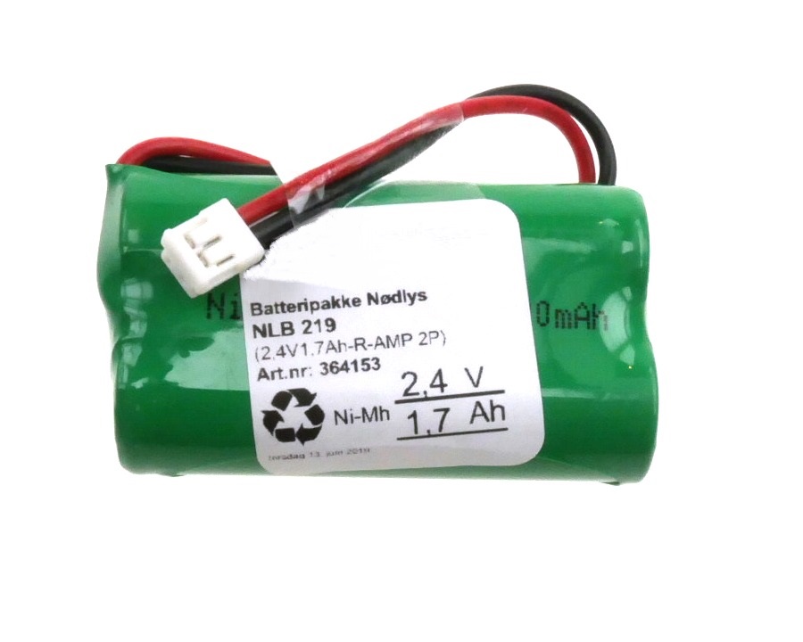 2,4v - 1700mAh - Ni-Mh REKKE  m/plugg Amp 2P