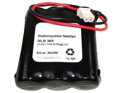 3,6v - 1700mAh - Ni-Mh Rekke med plugg