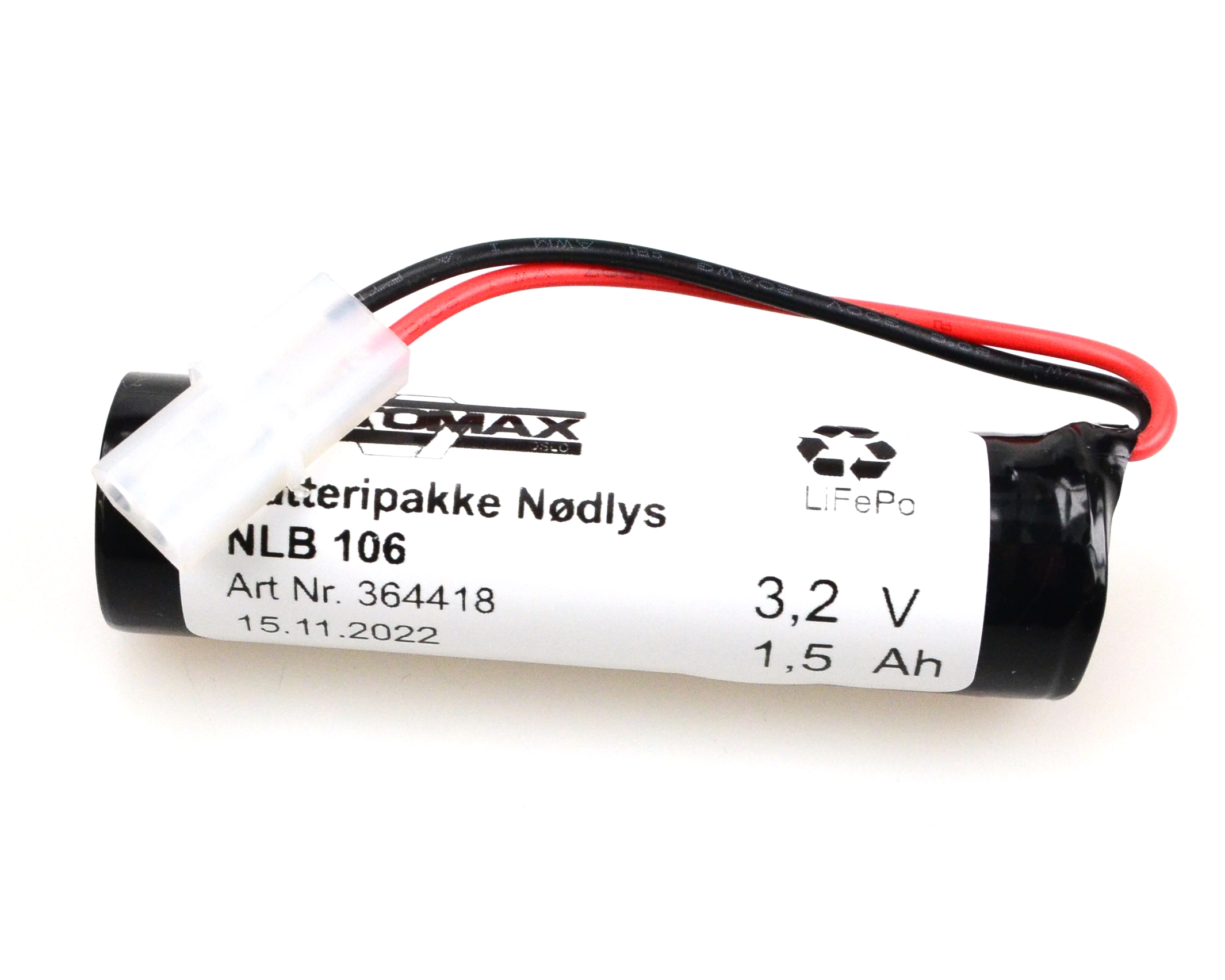 3,2v - 1500mAh - LiFePo4 STAv m/plugg 20 - Bilde 1