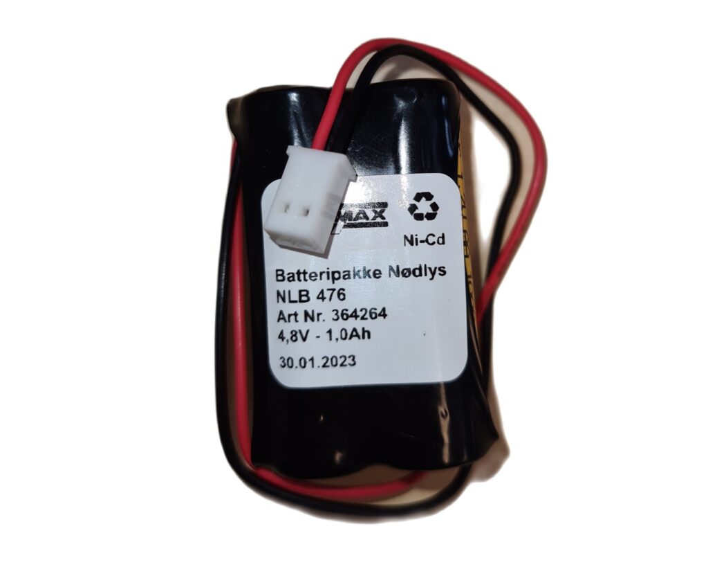 4,8v - 1,0 Ah Ni-Cd - 2xRekke-Plugg 24 50x29x29mm(lxbxh)