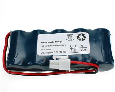 6,0v - 1700mAh – Ni-Cd Rekke med ledning og plugg Molex 5557-2