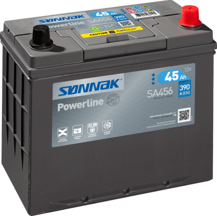 Startbatteri Sønnak 45AH-390A+H tynn(B24) 237 x 127 x 227mm 11,8 kg
