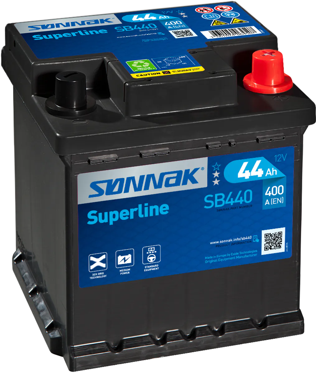 Startbatteri Sønnak 44AH-400A+H (L0) 175 x 175 x 190mm 10,7 kg - Bilde 1