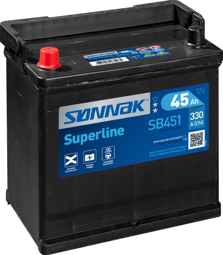 Startbatteri Sønnak 45AH-330A+V (B22) B01 220 x 135 x 225mm 12,5 kg