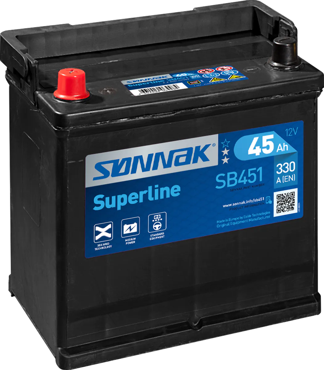 Startbatteri Sønnak 45AH-330A+V (B22) B01 220 x 135 x 225mm 12,5 kg - Bilde 1