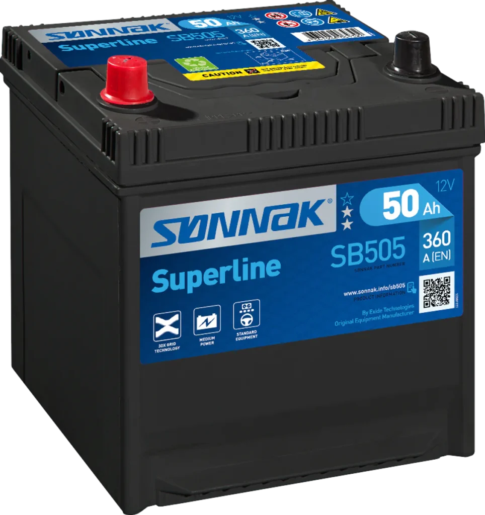 Startbatteri Sønnak 50AH-360A+V (D20) B01 feste 200 x 173 x 222mm 12,9 kg