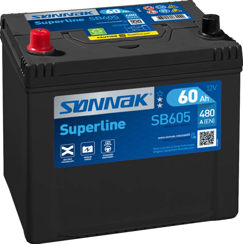 Startbatteri Sønnak 60AH-480A+V (D23) 230 x 173 x 222mm 15 kg