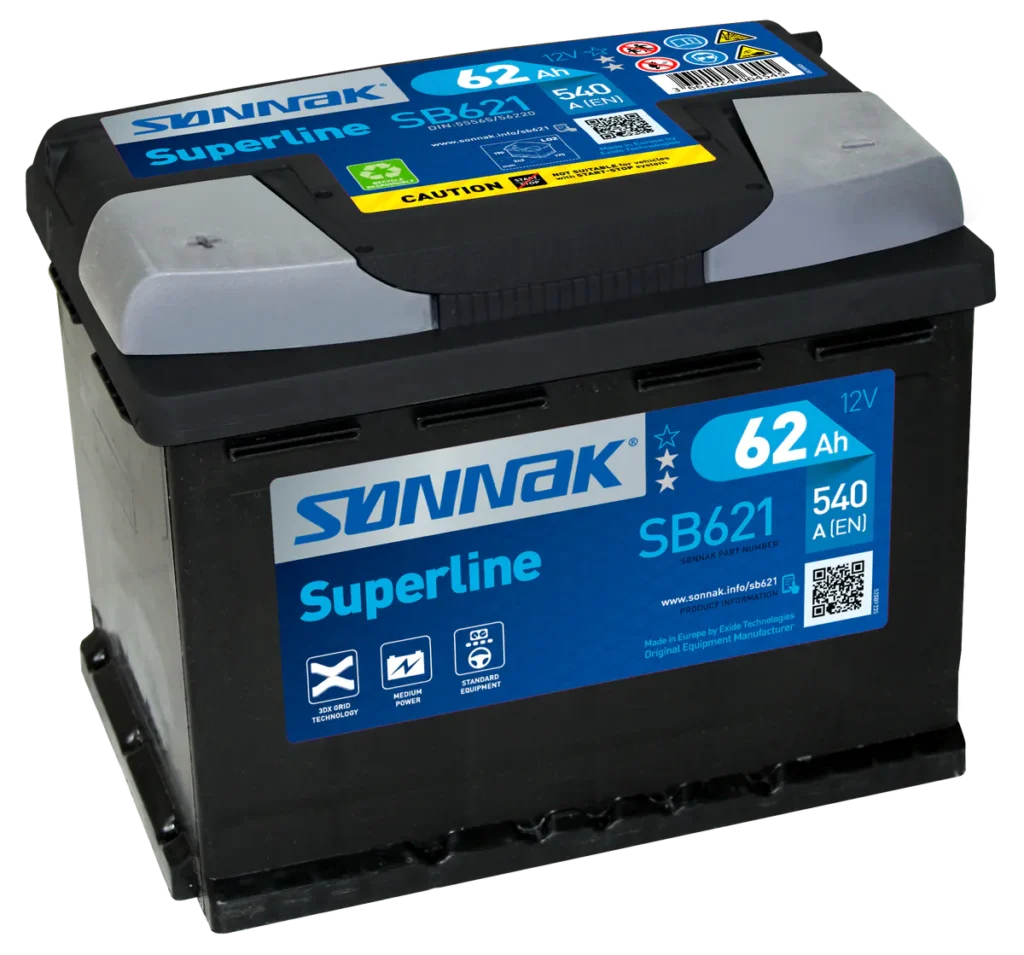 Startbatteri Sønnak Powerline 62Ah - 540Ah +V L02 242 x 175 x 190mm 14,4 kg