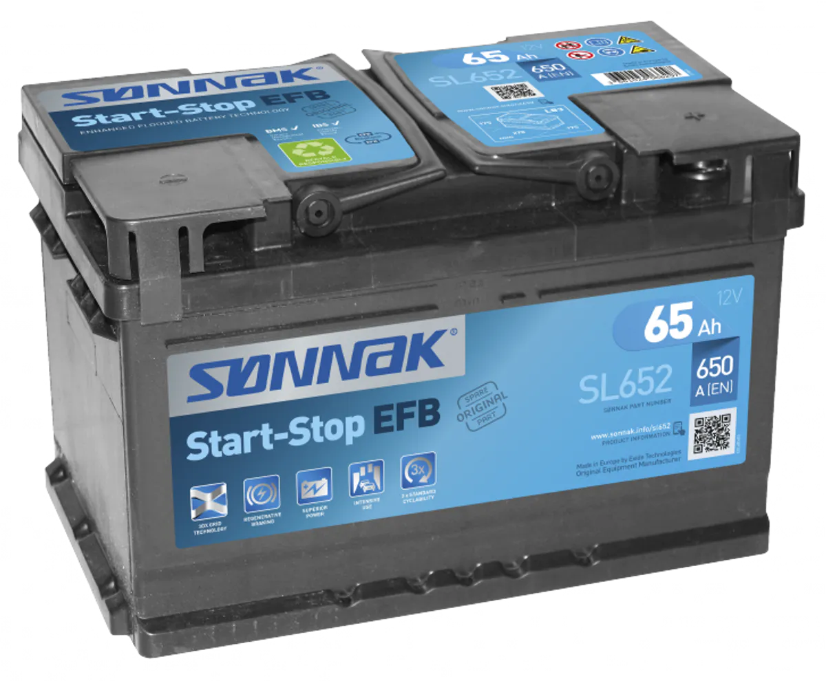Startbatteri Sønnak STOP & GO 12V 65AH-650A+H (LB3) 278 x 175 x 175mm 16,2 kg - Bilde 1