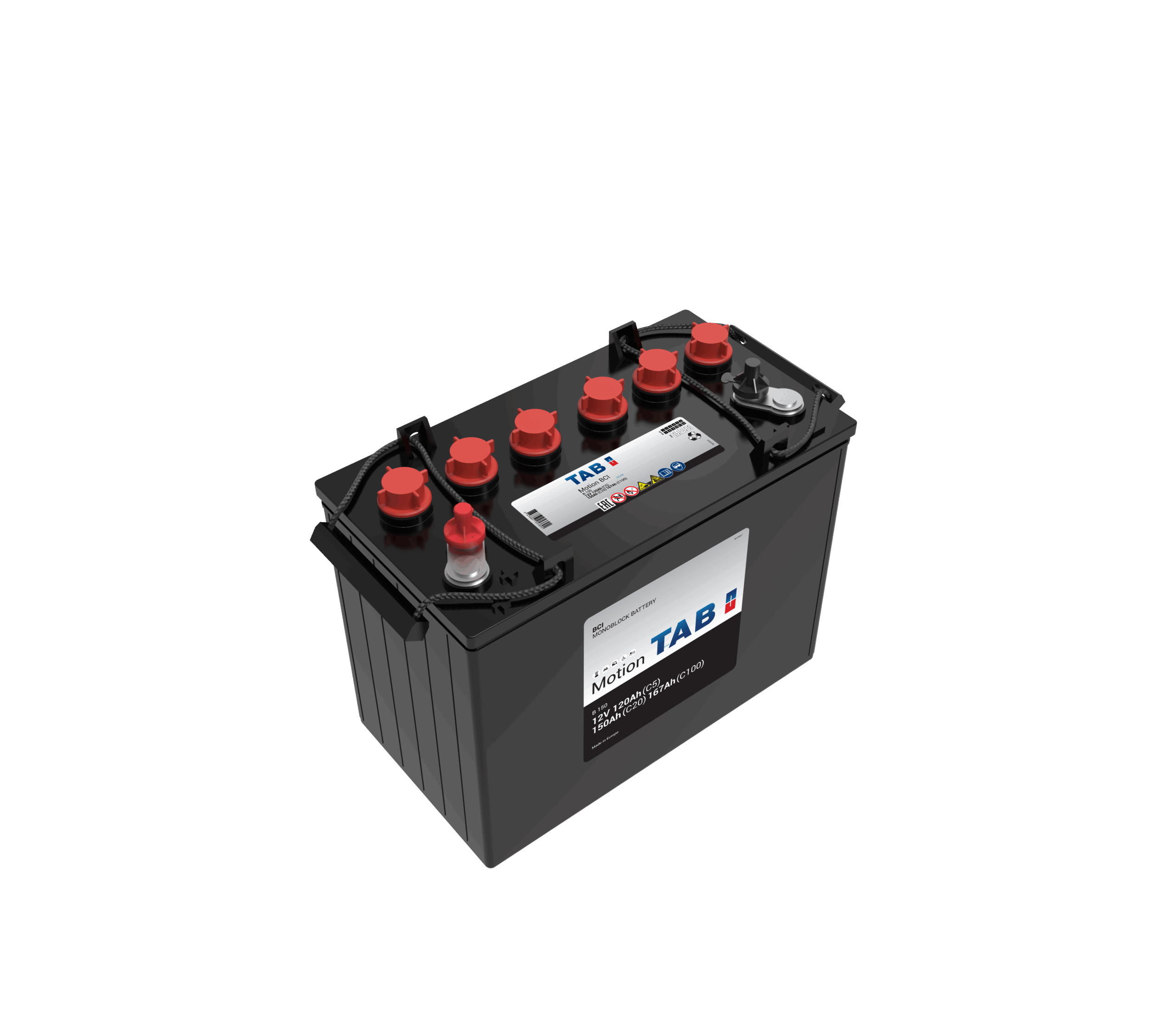 TAB deep cycle 12V 150AH/20-120AH/5 (GC12 1026449) 332x183x248/277 mm +V vekt 36 kg - Bilde 1