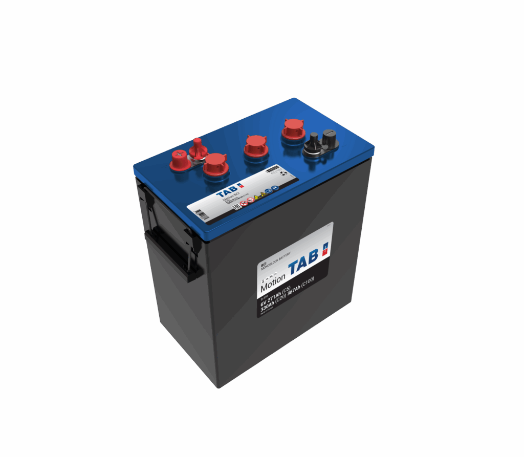 TAB deep cycle 6V 330AH/20-271AH/5 (BCI902 – B330 1026445) 308x174x337/366 mm vekt 42,8 kg