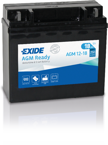 MC batteri EXIDE (4584) AGM ready 12V 18AH-250A 180x75x165/165 mm mm +H