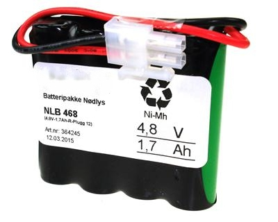 4,8v - 1,7 Ah Ni-Mh -Rekke-Plugg 12 60x14x50mm(lxbxh)