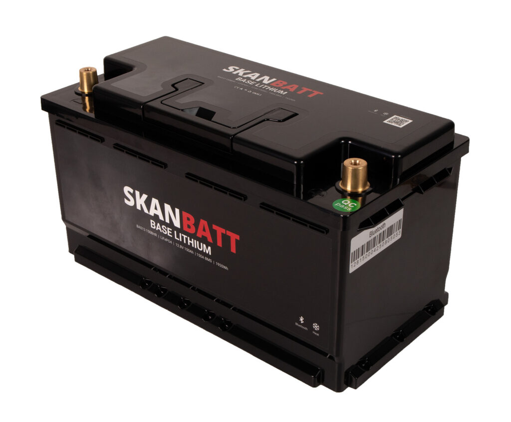 SKANBATT Base Lithium - 12V 150Ah 150A BMS - 355x175x188mm - Bluetooth - Heat - 3 Års garanti - Bobil +H