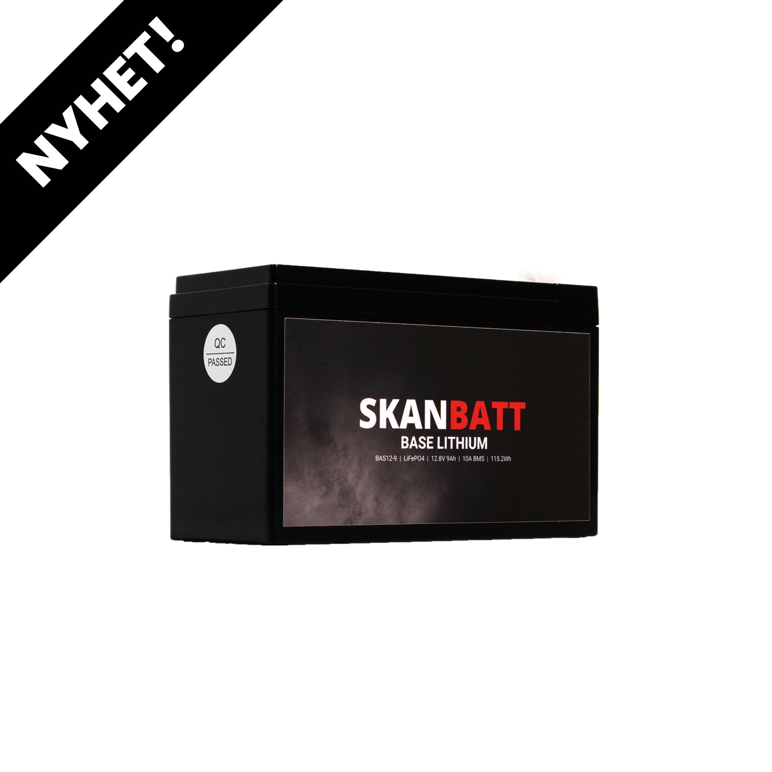 SKANBATT Base Lithium - 12V 9Ah 10A BMS - 150x65x95mm - 3 Års garanti - Bilde 1