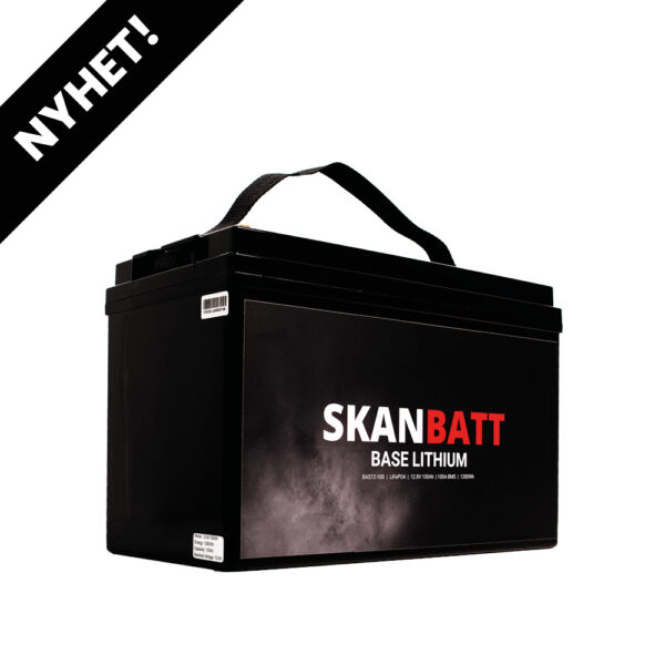 SKANBATT Base Lithium - 12V 100Ah 100A BMS - 326x173x215mm - 3 Års garanti +V