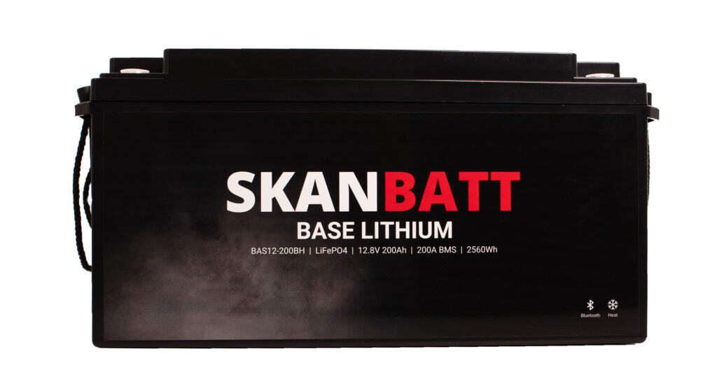 SKANBATT Base Lithium - 12V 200Ah 200A BMS - 485x170x240mm - Bluetooth - Heat - 3 Års garanti +H