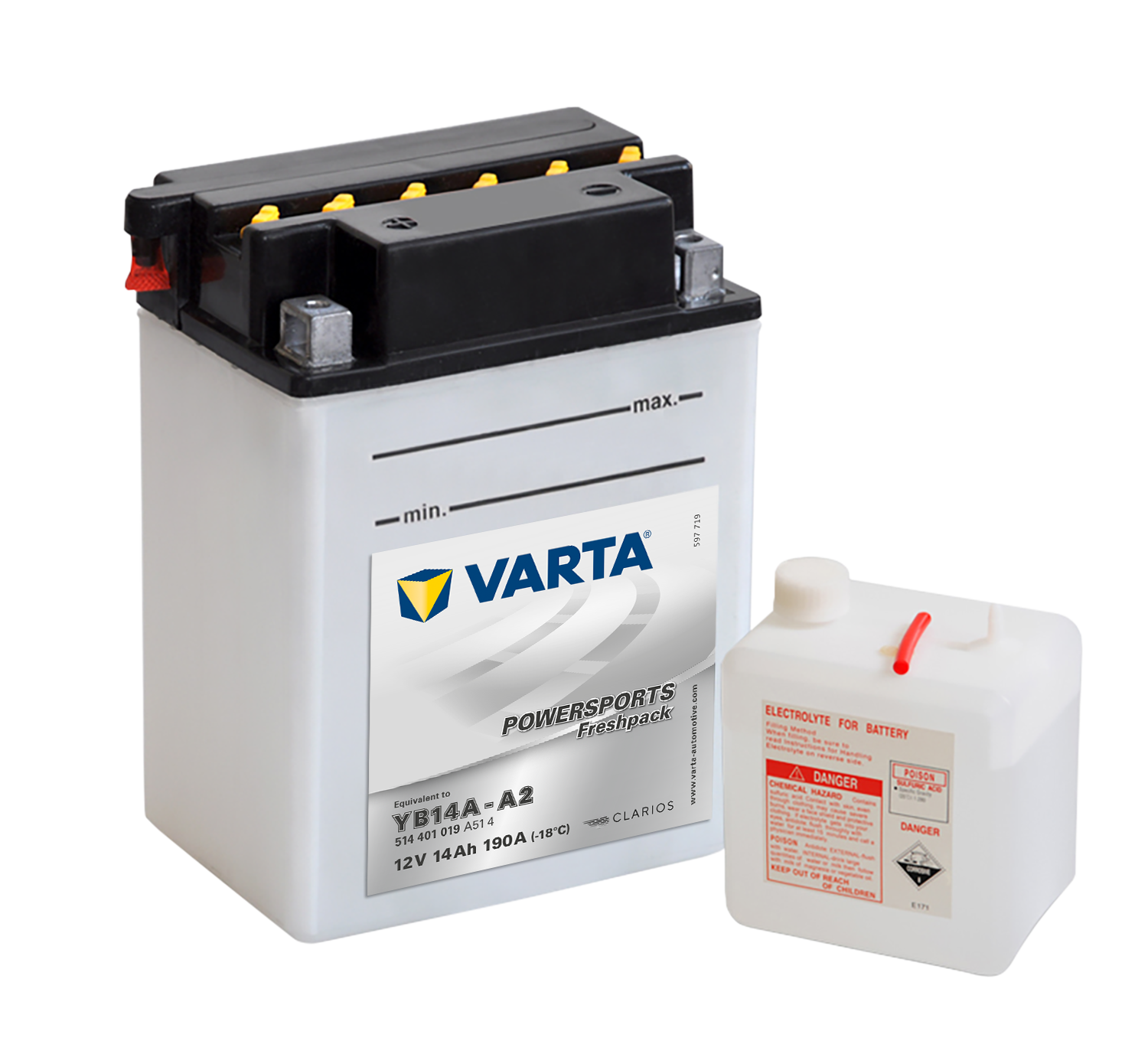 MC-batteri 12V14Ah YB14A-A2 - Bilde 1