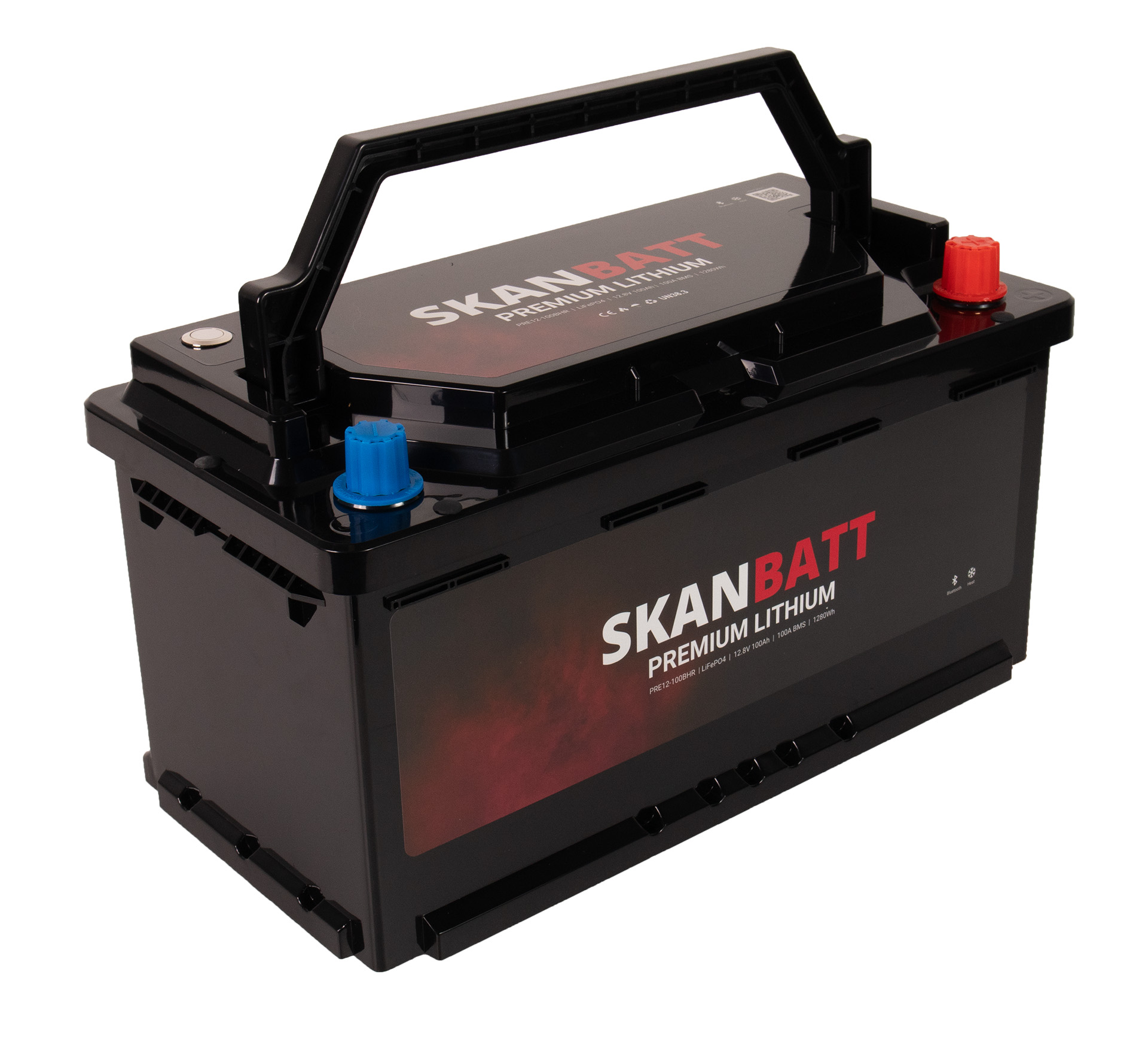 SKANBATT Premium Lithium - 12V 100Ah 100A BMS - 359x178x188mm - Bluetooth - Heat - 8 Års garanti - Bobil +H - Bilde 4