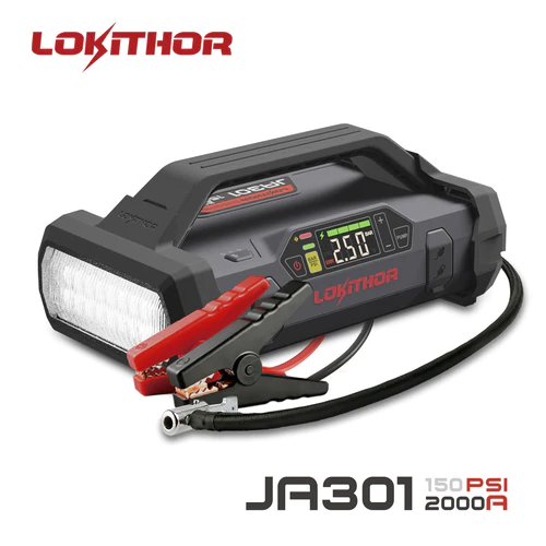 LOKITHOR Lithium Startbooster 12V 2000A med 150 PSI Luftkompressor