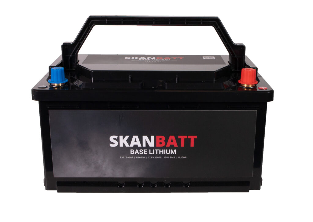 SKANBATT Base Lithium - 12V 150Ah 150A BMS - 355x180x190mm - 3 Års garanti - Bobil
