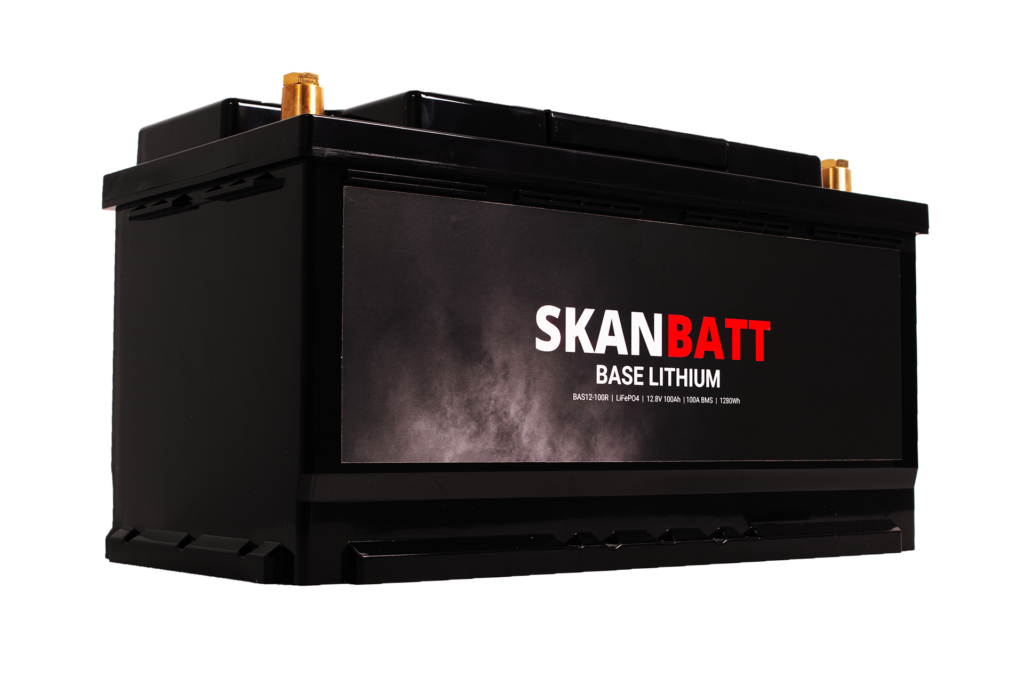 SKANBATT Base Lithium - 12V 100Ah 100A BMS - 352x174x190mm - 3 Års garanti - Bobil +H
