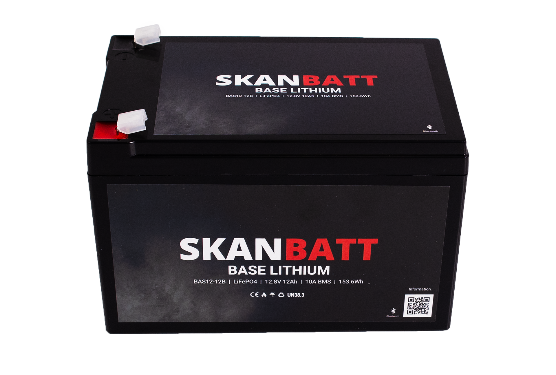 SKANBATT Base Lithium - 12V 12Ah 10A BMS - 151x98x96mm - Bluetooth - 3 Års garanti - Bilde 2