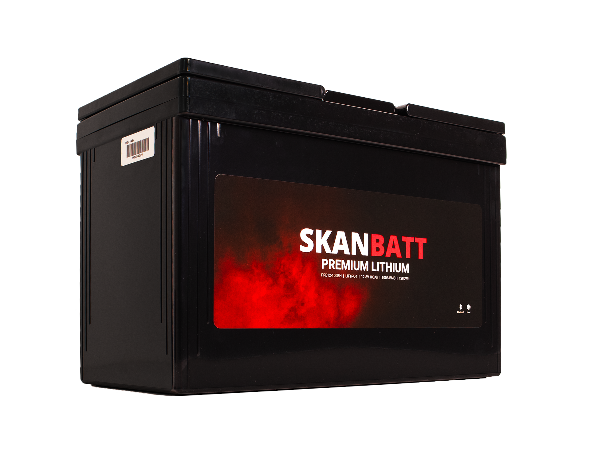 SKANBATT Premium Lithium - 12V 100Ah 100A BMS - 306x172x212mm - Bluetooth - Heat - 8 Års garanti +V - Bilde 2