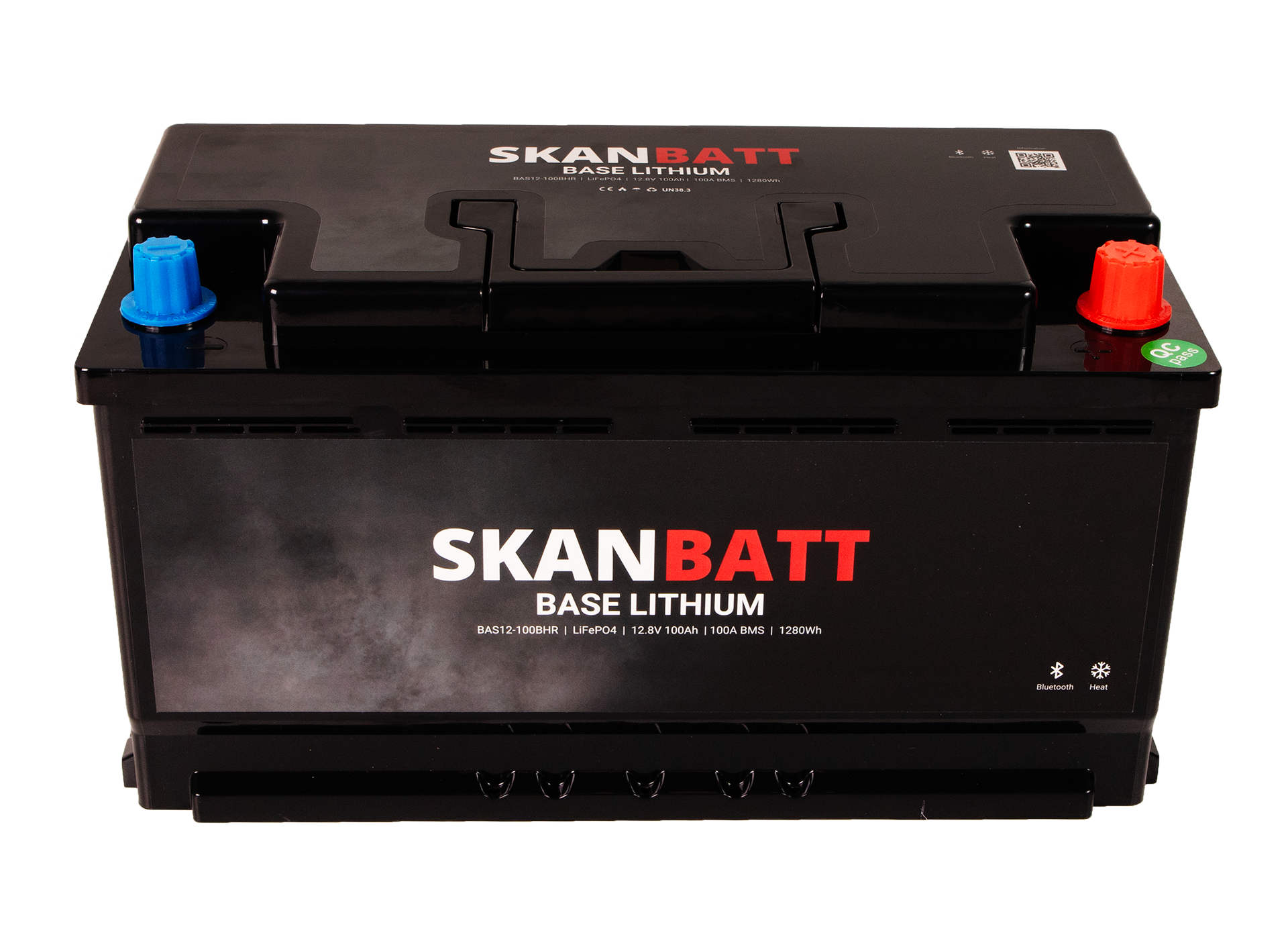 SKANBATT Base Lithium - 12V 100Ah 100A BMS - 355x175x190mm - Bluetooth - Heat - 3 Års garanti - Bobil +H - Bilde 3