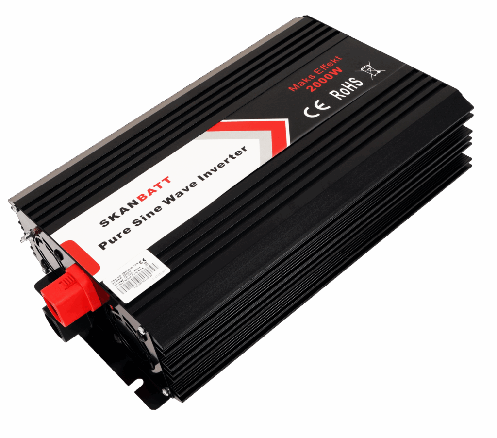 SKANBATT Inverter 12V 2000W Ren Sinus m/Trådløs Fjernkontroll