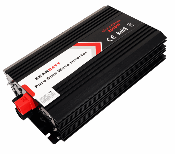 SKANBATT Inverter 12V 2000W Ren Sinus m/Trådløs Fjernkontroll