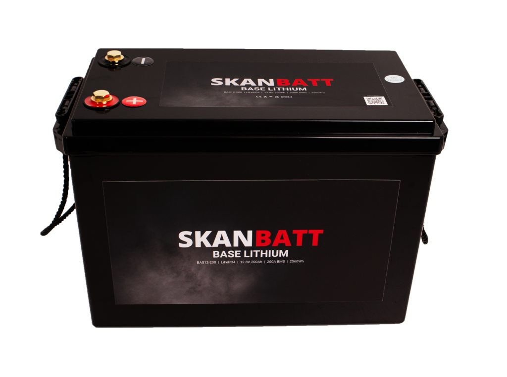 SKANBATT Base Lithium - 12V 200Ah 200A BMS - 345x190x245mm - 3 Års garanti
