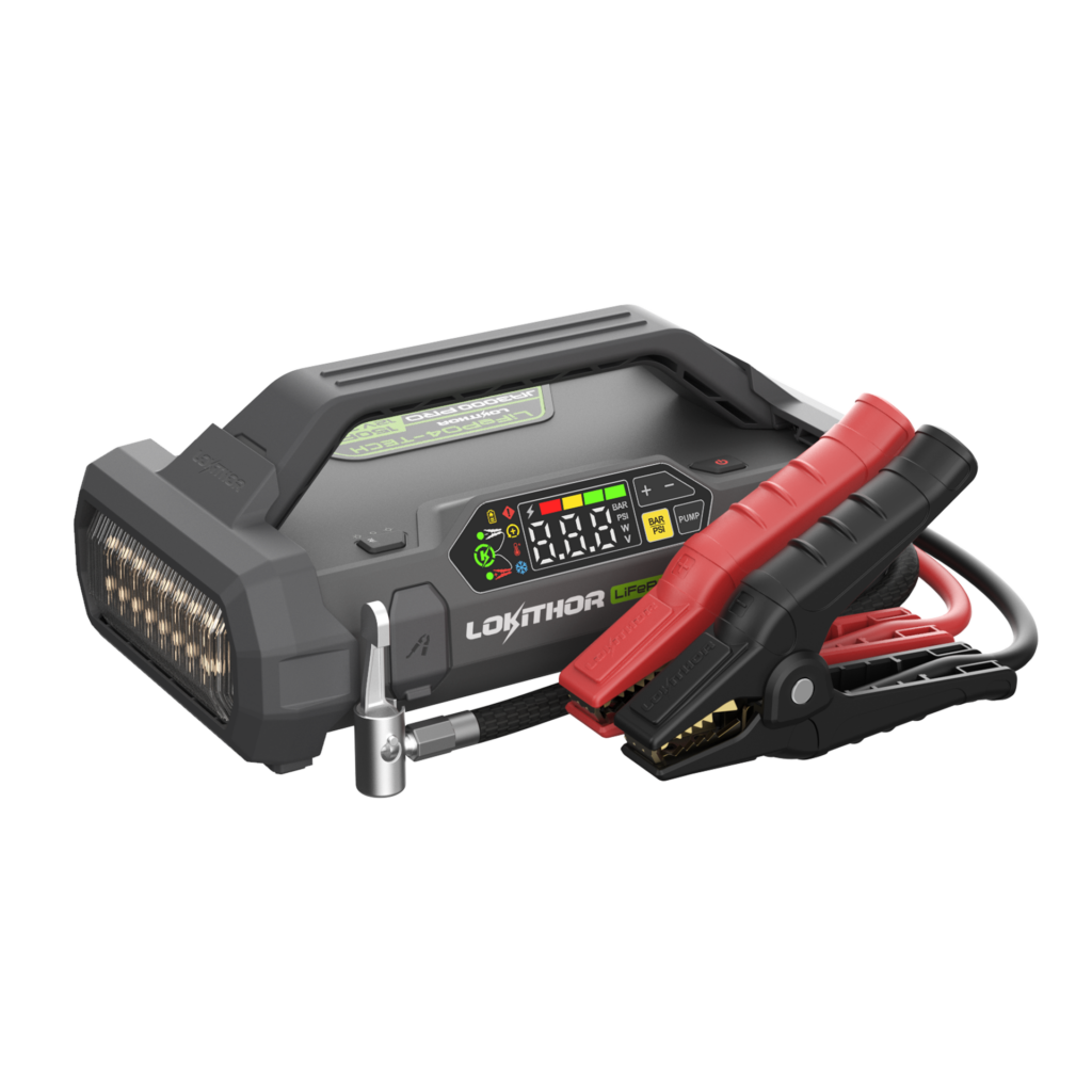 LOKITHOR Lithium Startbooster 12V 3000A med 150 PSI Luftkompressor