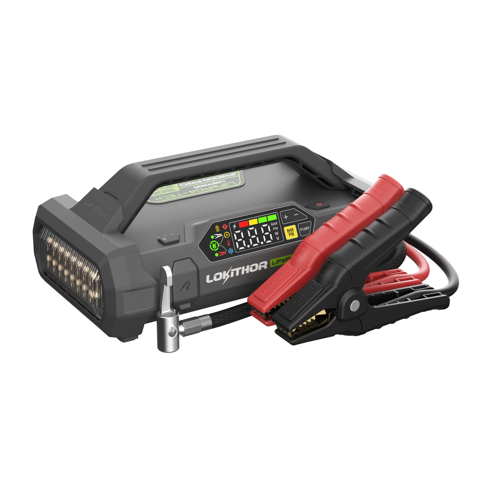 LOKITHOR Lithium Startbooster 12V 3000A med 150 PSI Luftkompressor - Bilde 1