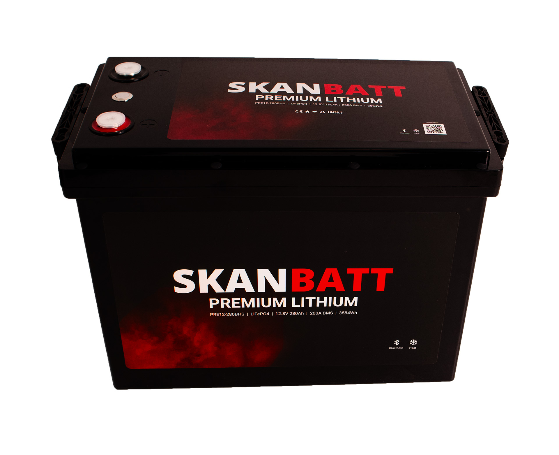 SKANBATT Premium Lithium - 12V 280Ah 200A BMS - 384x204x268mm - Bluetooth - Heat - 8 Års garanti +H - Bilde 5