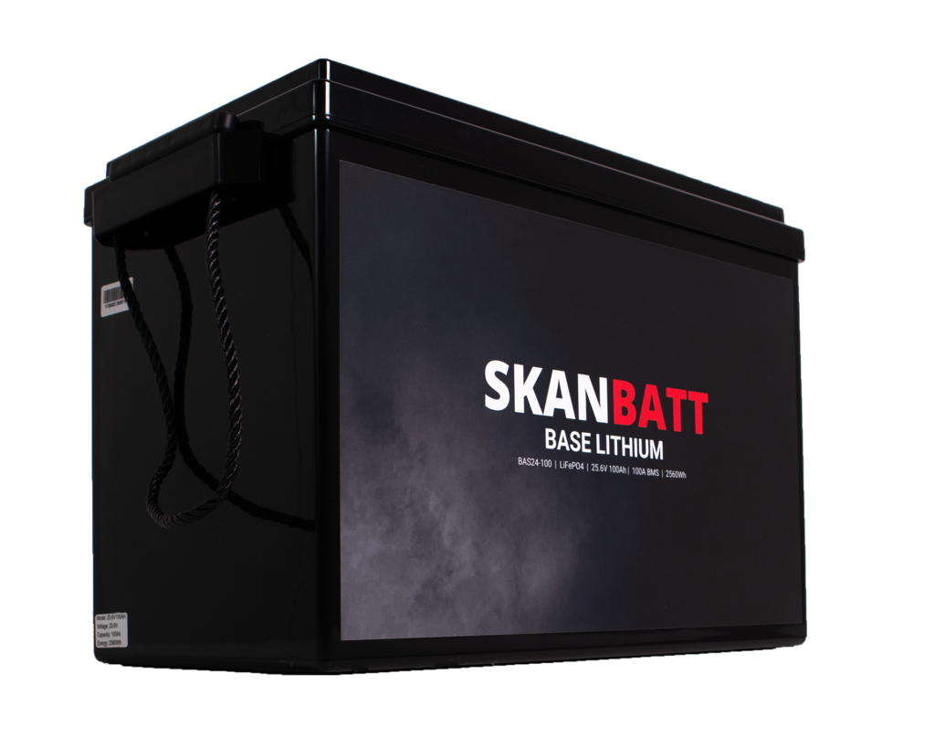 SKANBATT Base Lithium - 24V 100Ah 100A BMS - 345x190x245mm - 3 Års garanti