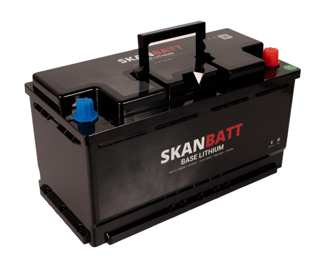 SKANBATT Base Lithium - 12V 150Ah 150A BMS - 355x175x188mm - Bluetooth - Heat - 3 Års garanti - Bobil +H