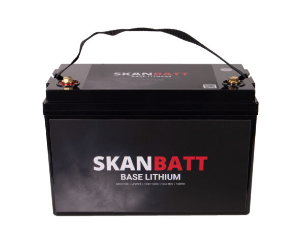SKANBATT Base Lithium - 12V 100Ah 100A BMS - 326x173x215mm - 3 Års garanti +V