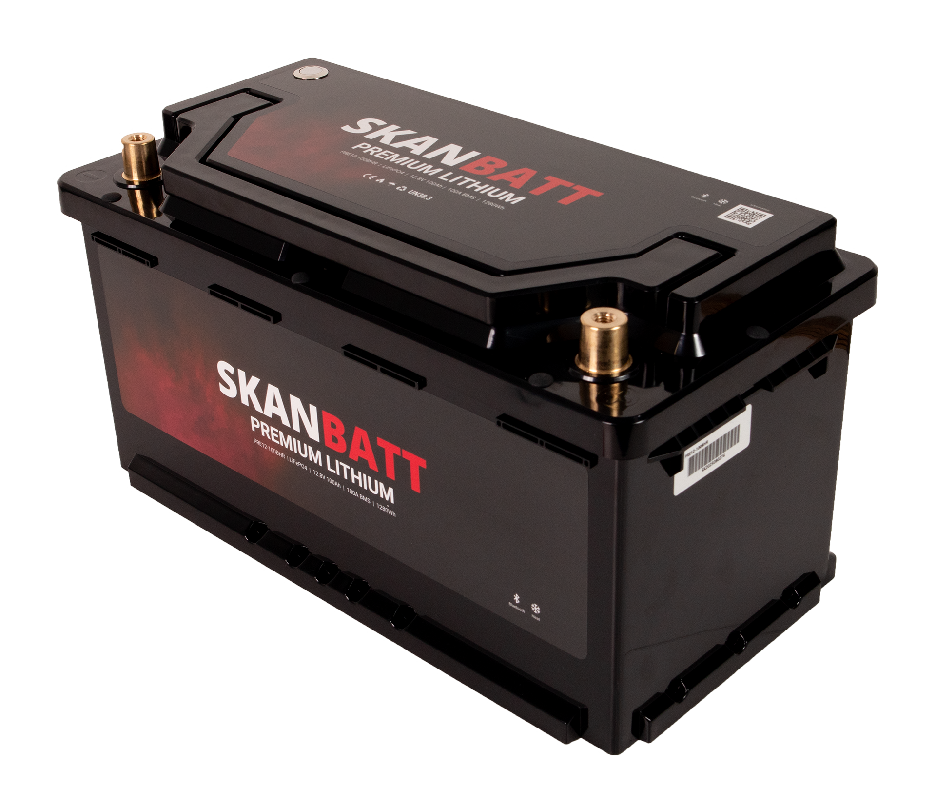 SKANBATT Premium Lithium - 12V 100Ah 100A BMS - 359x178x188mm - Bluetooth - Heat - 8 Års garanti - Bobil +H - Bilde 3