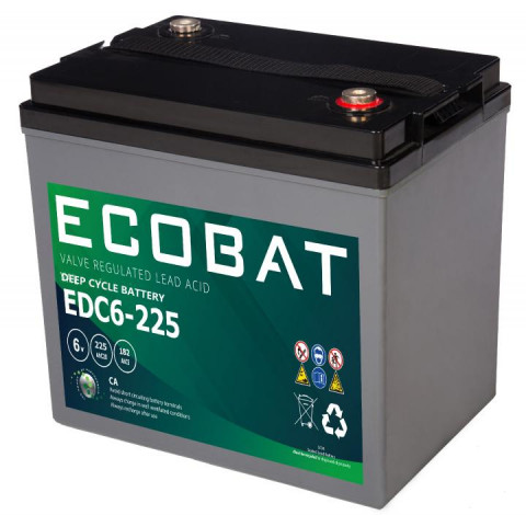 Ecobat AGM DC 6V 225Ah/20h(260x180x252mm) M8 30 kg diagonal