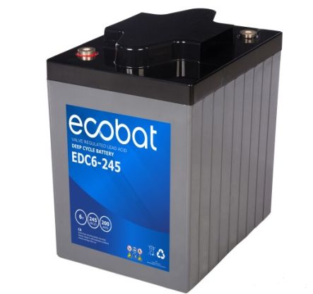 Ecobat AGM DC 6V 245Ah/20h(243x187x275mm) M8 30,5 kg diagonal