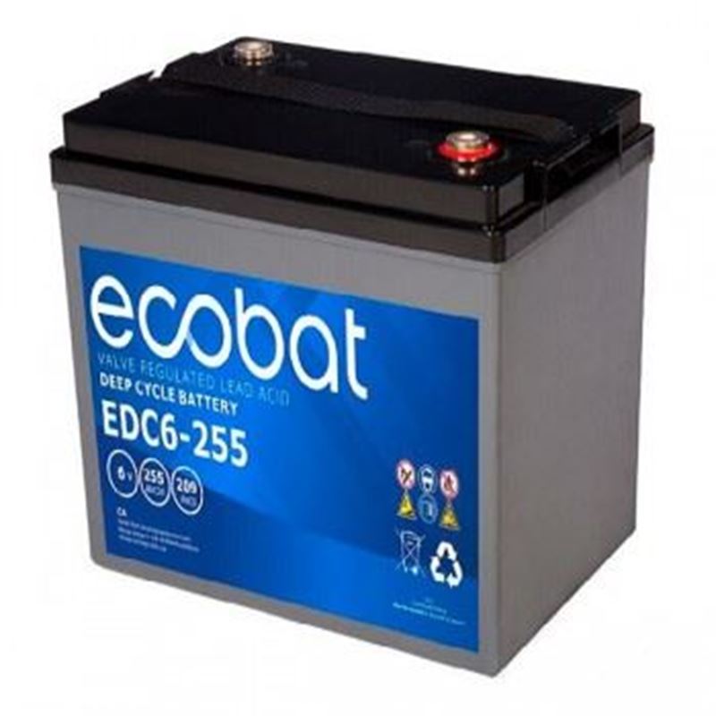 Ecobat AGM DC 6V 255Ah/20h(260x180x275mm) M8 34,5 kg diagonal