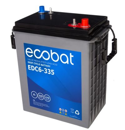 Ecobat AGM DC 6V 335Ah/20h(295x178x350mm) Skru / Vanlig pol 46 kg diagonal